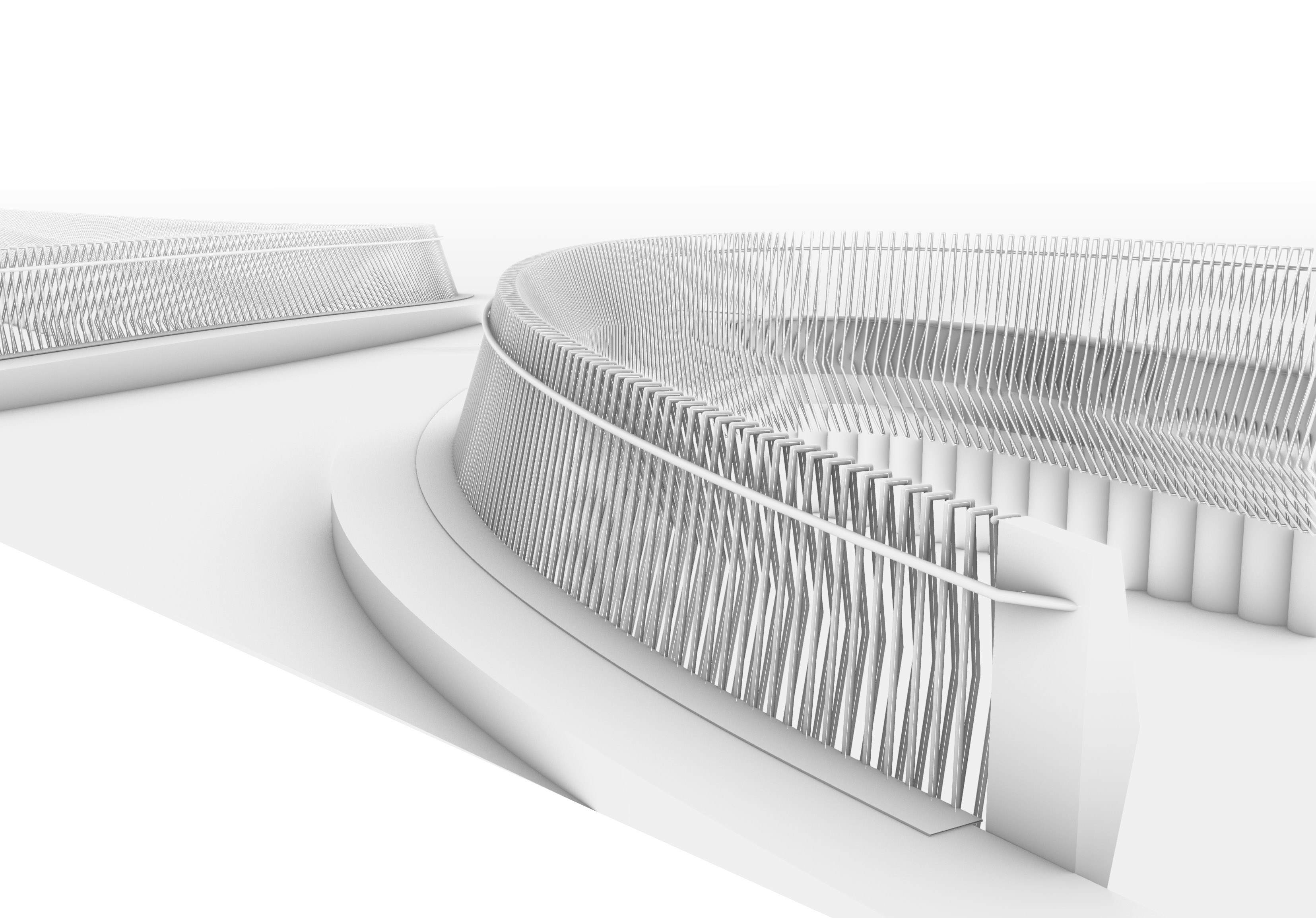 Rendering der Kurpromenade in Bad Berneck in schwarz-weiß